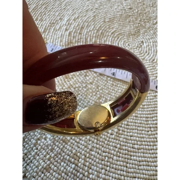 Vintage Women's Nelsonic Antimagnetic Handwind Mechanical Bangle‎ Watch Maroon - Picture 11 of 13